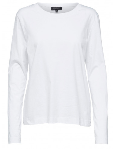 Selected Femme Standard LS Tee White